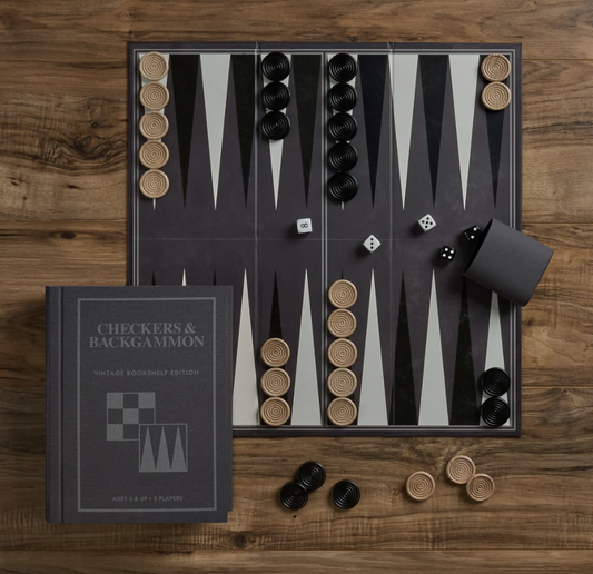 Checkers & Backgammon Vintage Bookshelf Edition