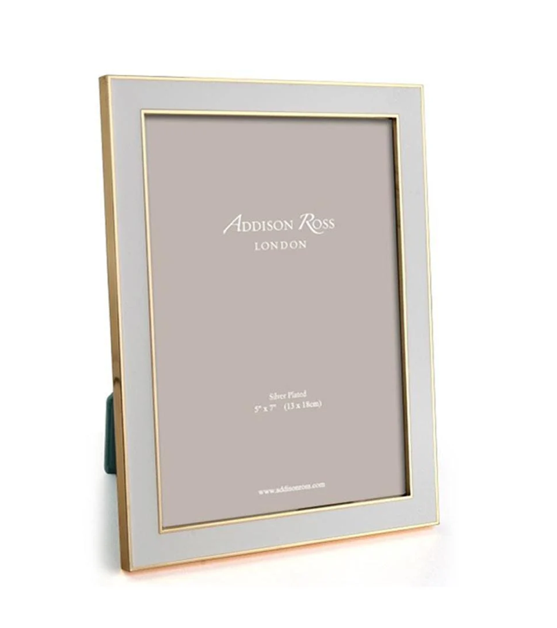 Enamel & Gold Picture Frame in Stone Grey 5 x 7