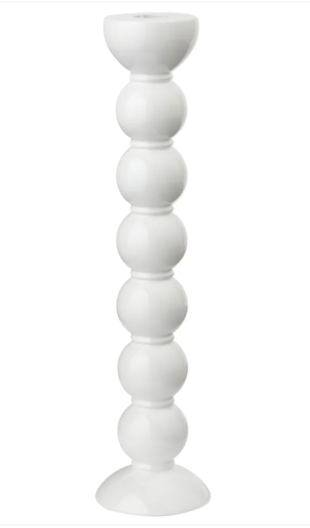 Extra Tall White Bobbin Candlestick - 33 cm