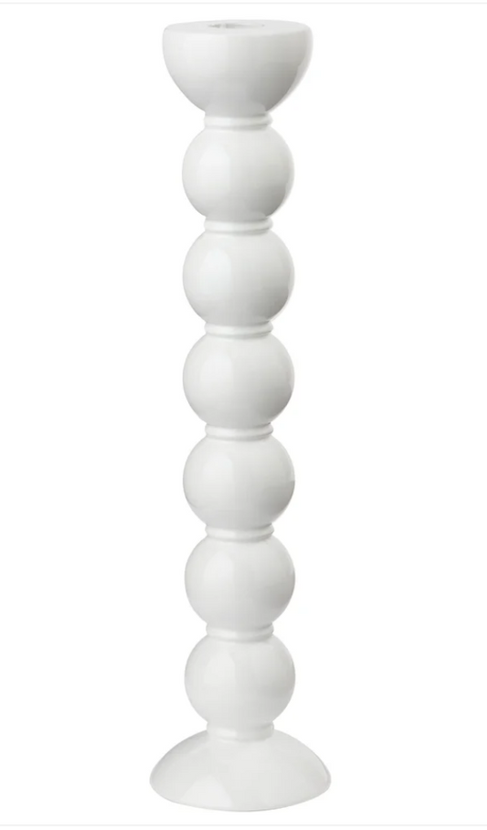 Extra Tall White Bobbin Candlestick - 33 cm