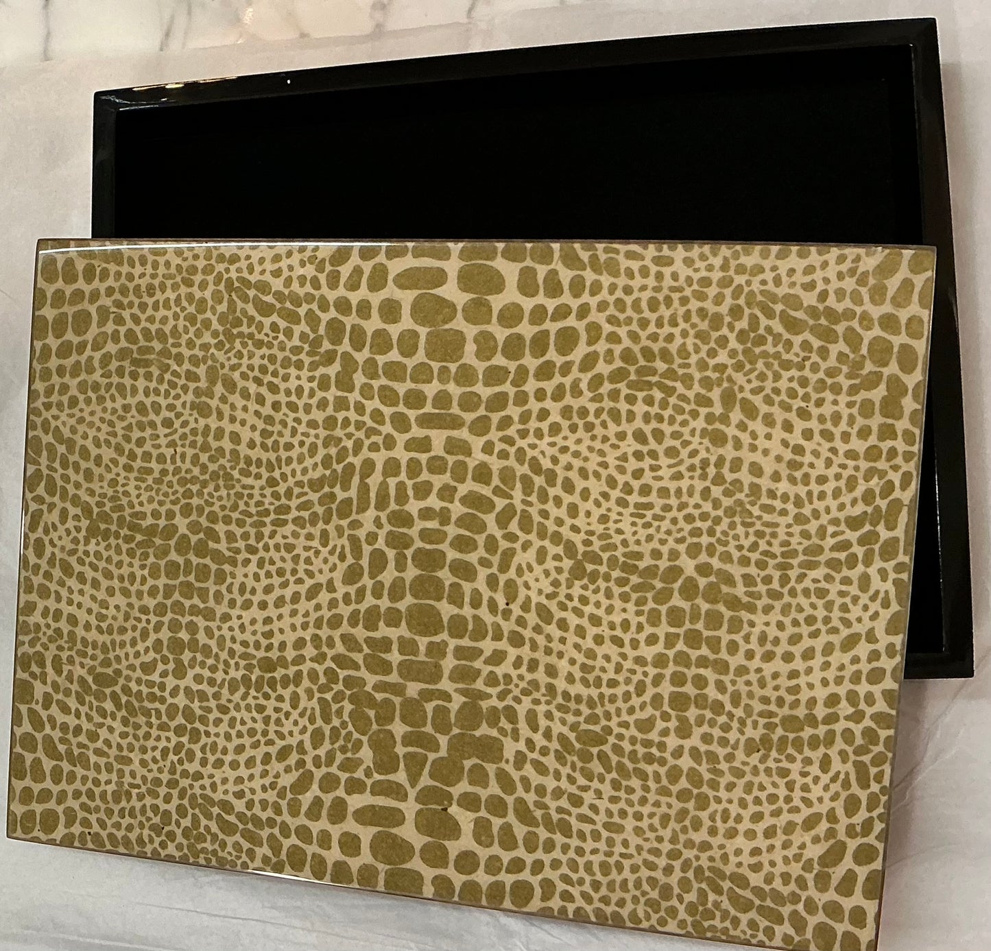 Gold Croc Lacquered Rectangular Box