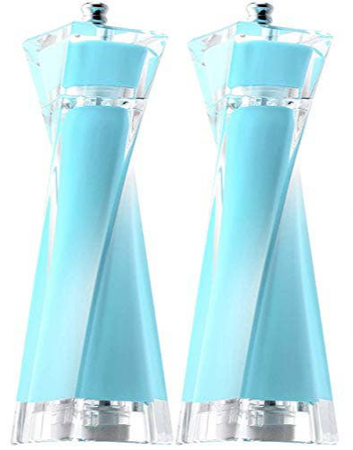 Acrylic, Salt and Pepper Grinders, Turquoise , 2 pk