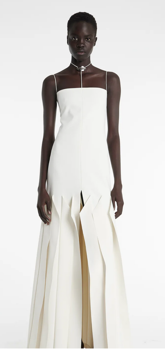 Full Length Lip Choker Dress, Ivory by A.W.A.K.E. MODE.