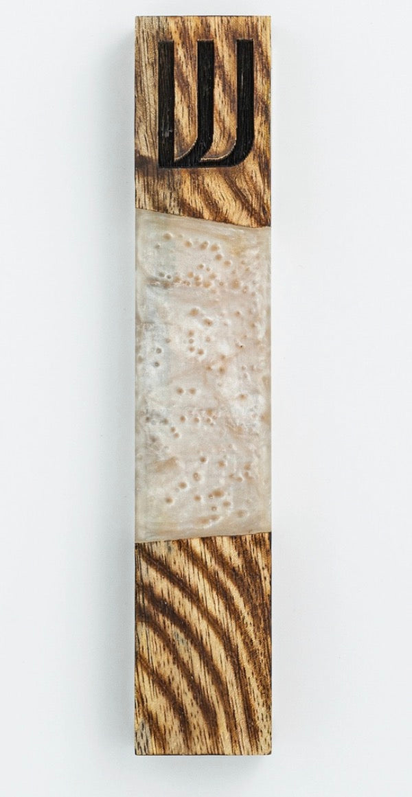 Wood & Resin Mezuzah- White