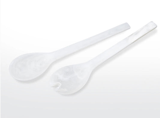 Resin White Swirl Salad Servers XL