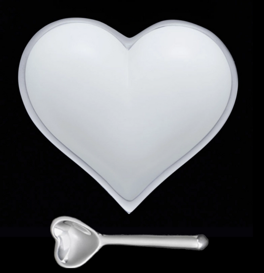 Happy White Heart with Heart Spoon