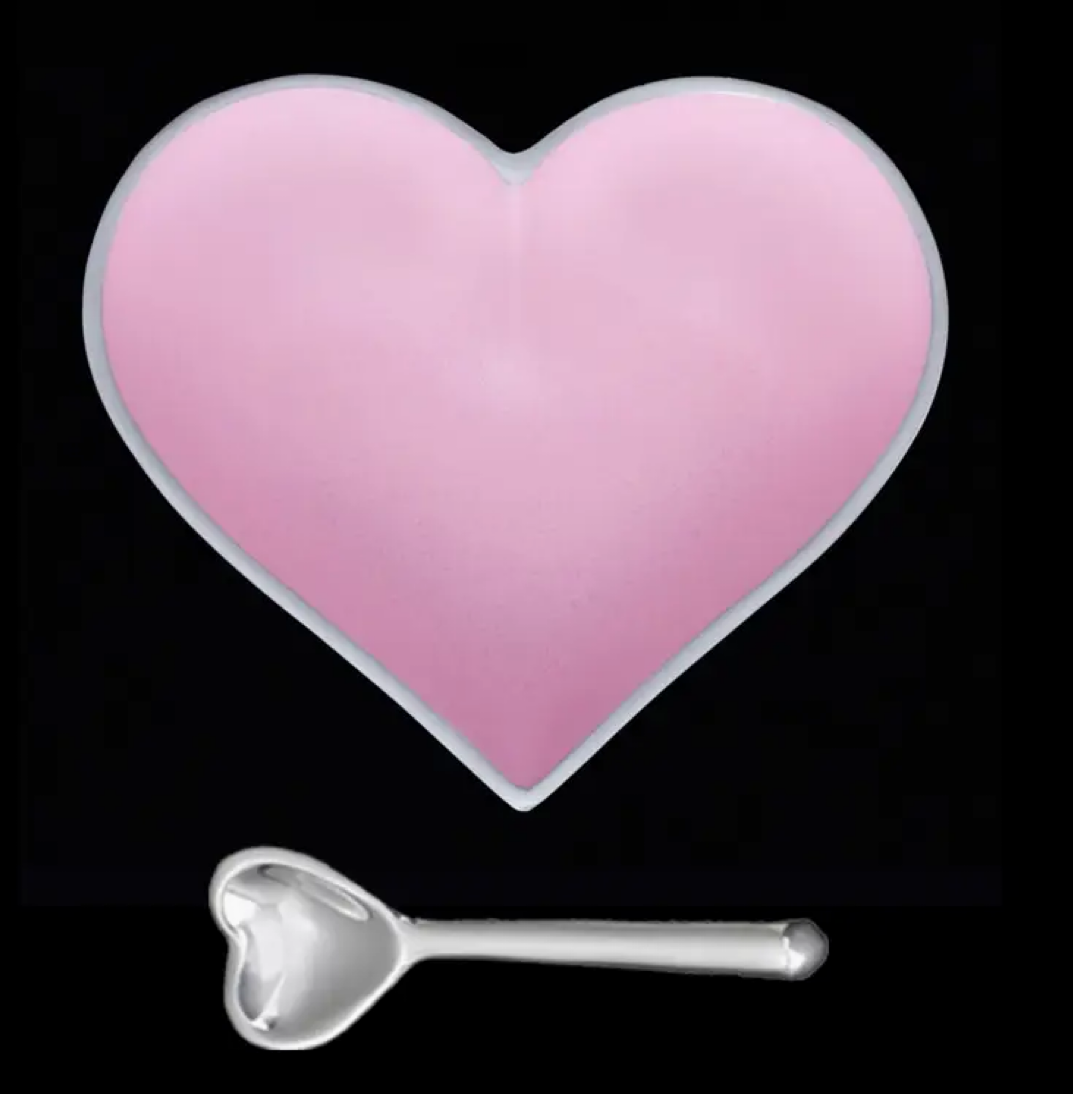 Happy Pink Sweet Tart Heart with Heart Spoon