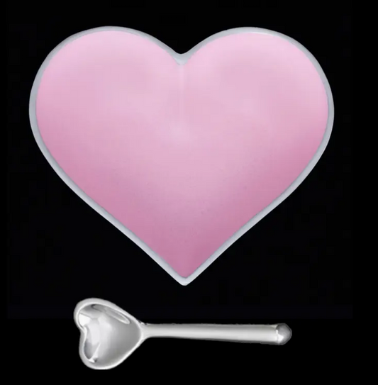 Happy Pink Sweet Tart Heart with Heart Spoon
