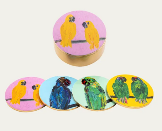 Belle Birds Coaster Box Set with 4 Coasters by Hunt Slonem