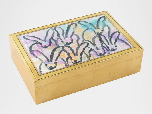Framed Bunny Gold Leaf Box by Hunt Slonem