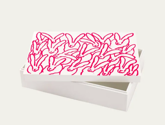 Hutch Lacquer Box with Bunnies by Hunt Slonem