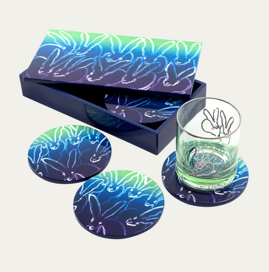 Ombré Bunny Coaster Box Set with 6 Coasters by Hunt Slonem