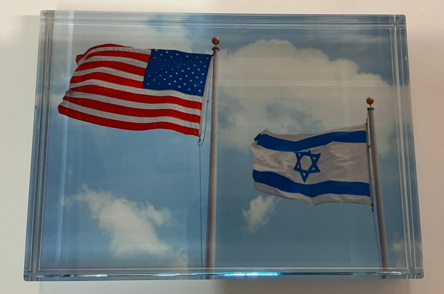 Glass Block - American and Israeli Flags   *Exclusive to Code Blue*