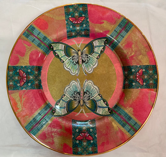 Handmade Decoupage Glass Plate "Butterflies” *Exclusive*