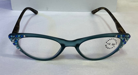J. Crystal Blue Light Blocking Cat Eye Reading Glasses +2.00