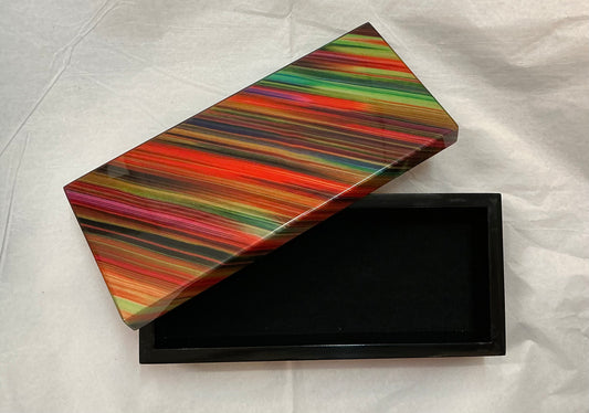 Red Striped Lacquered Rectangular Box