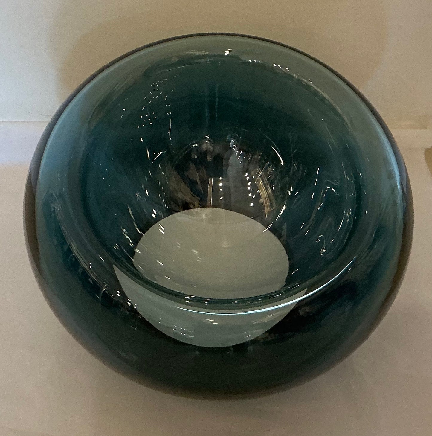 Caldera 9” x 13” Hand-Blown Glass Bowl in Steel Blue by Andrew Madvin