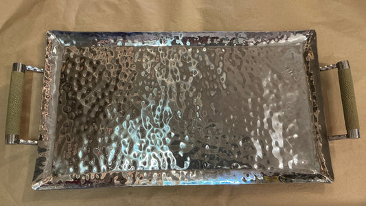 18" x 10" Hand Forged Stainless Steel Tray (Khaki)
