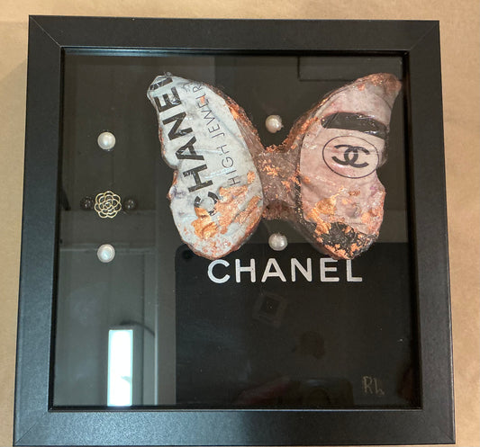 Butterfly Shadow Box (Black/White/Copper)