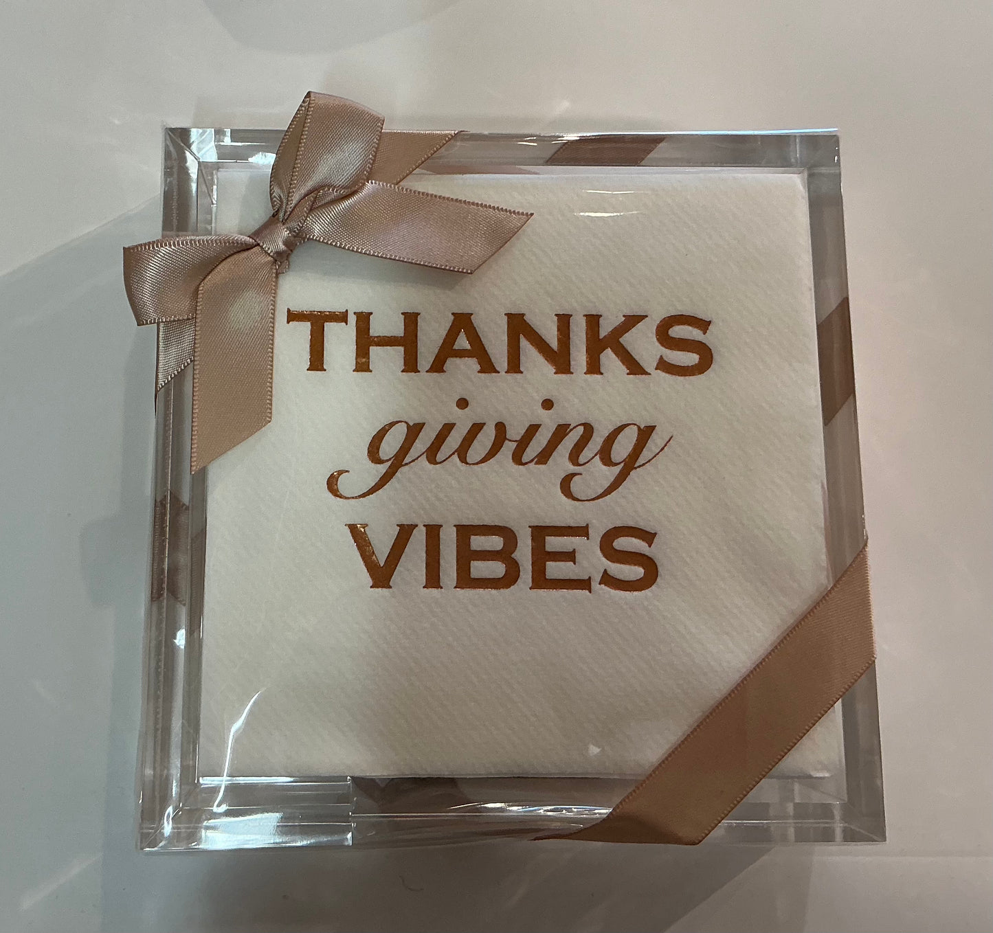 Thanksgiving Vibes Acrylic Cocktail Napkin Hostess Set