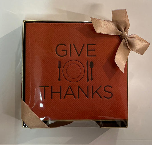 Thanksgiving Brass Plated Cocktail Napkin Hostess Set