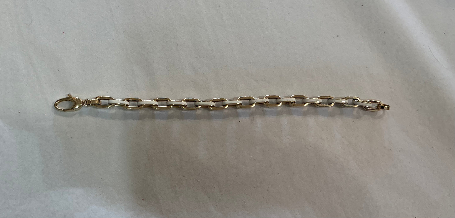 14K gold and white enamel bracelet