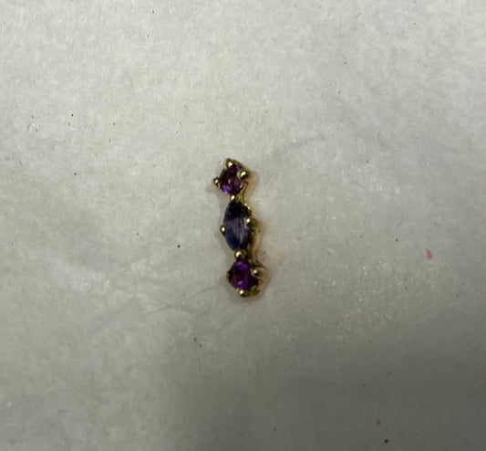 3 Sapphires Stud Earring