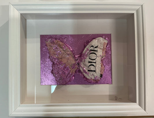 Butterfly Shadow Box (Pink/White)