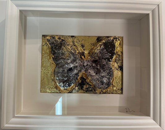 Butterfly Shadow Box (Black/Gold/White)