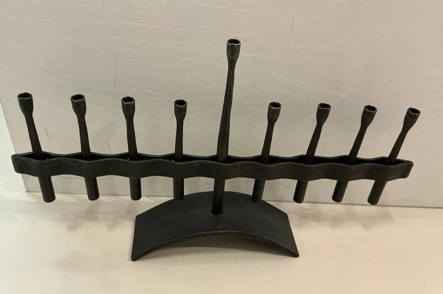 Ribbon Menorah in Forged Iron
