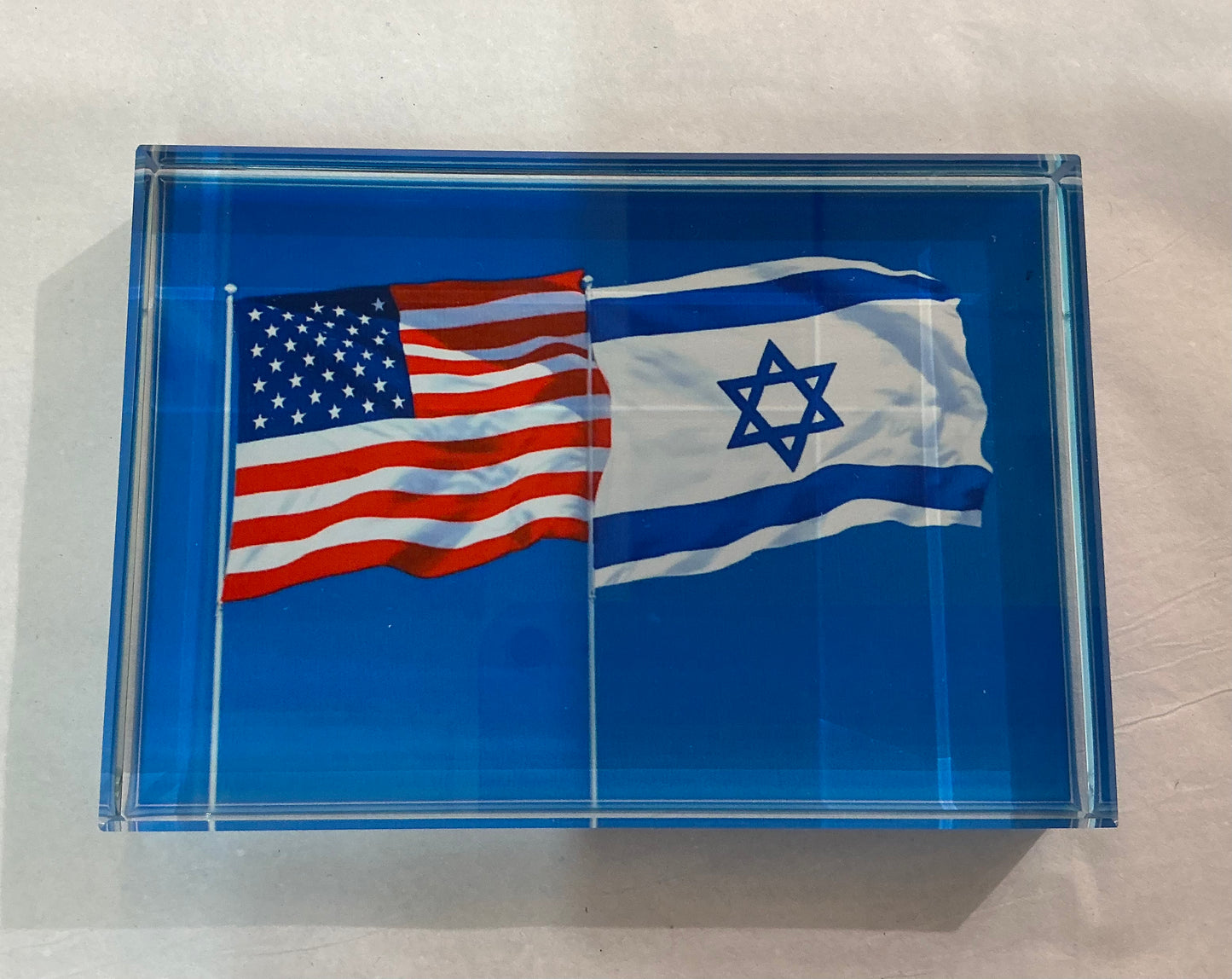 Glass Block - American and Israeli Flags   *Exclusive to Code Blue*