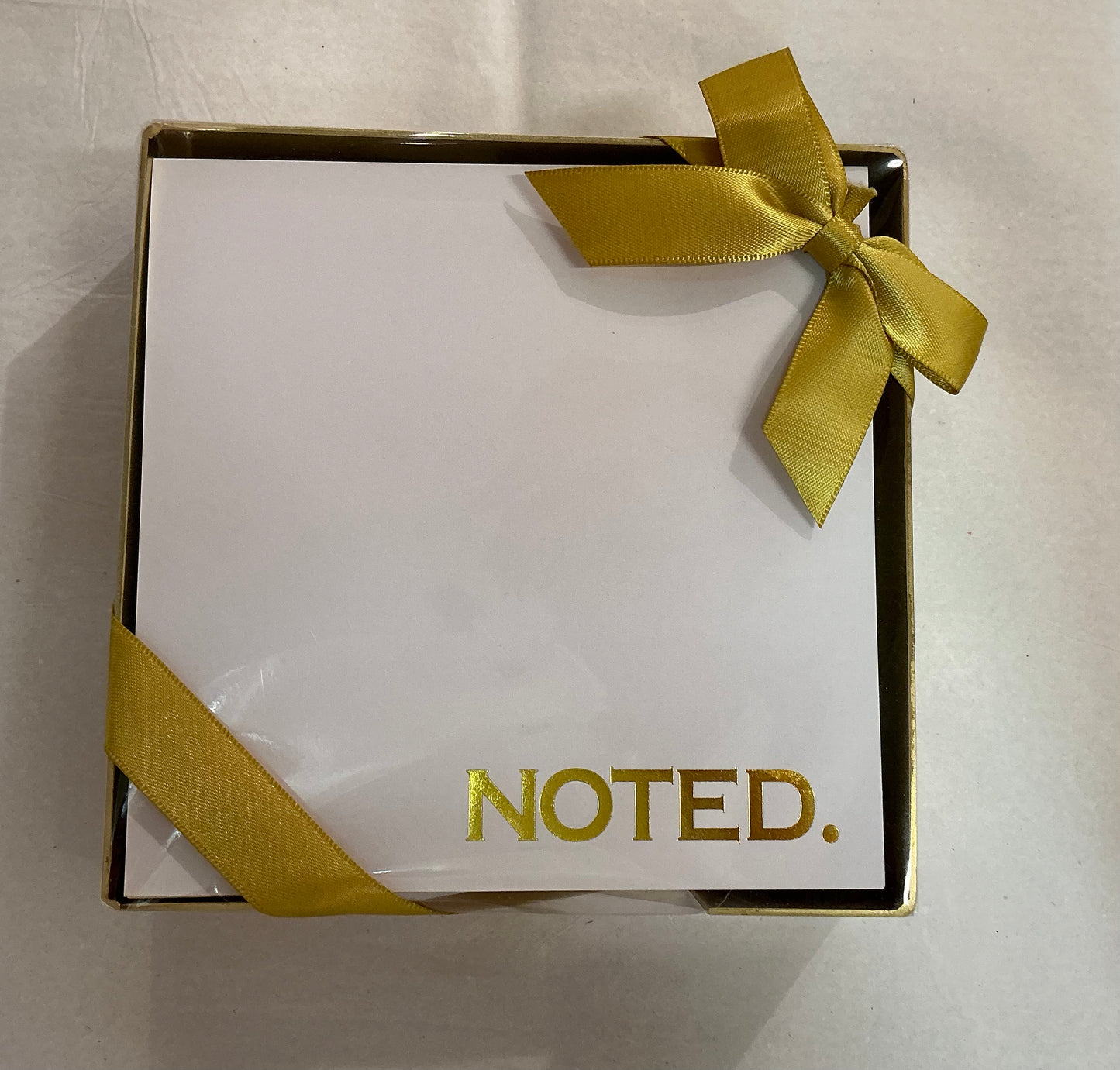 “Noted” Notepad in Gold Metallic Tray