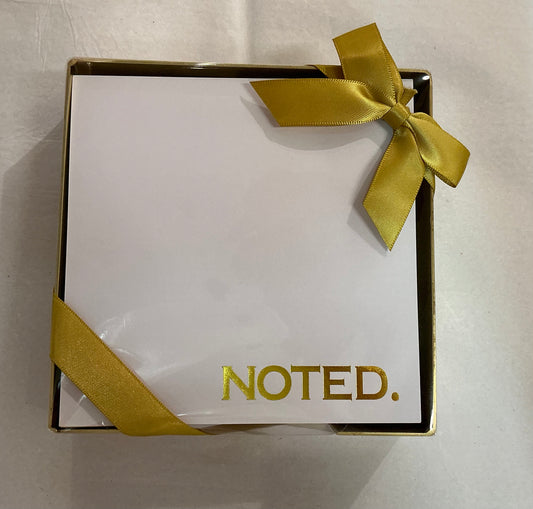 “Noted” Notepad in Gold Metallic Tray