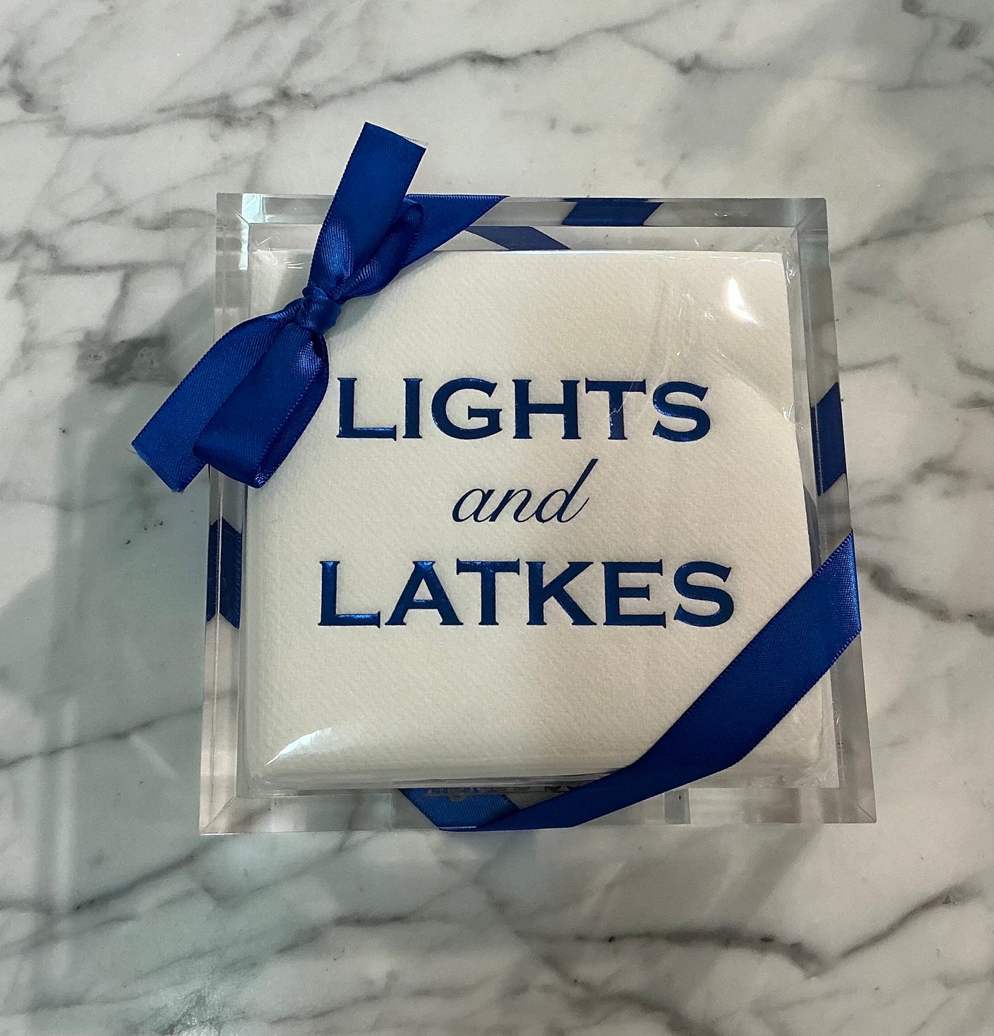 Acrylic Cocktail Napkin Hostess Set- Lights and Latkes