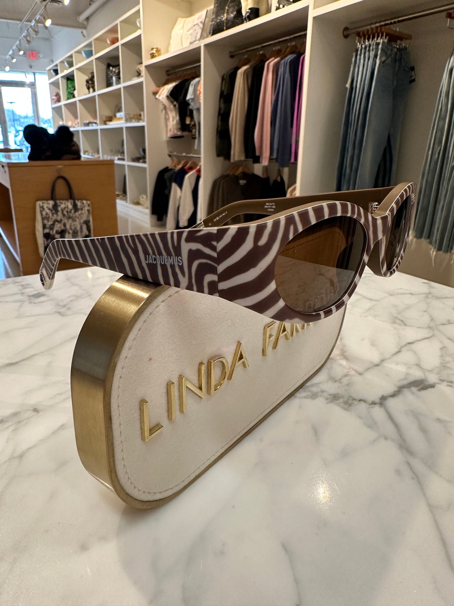 OVALO MATT BROWN & WHITE ZEBRA/MATT BLACK/BROWN SUNGLASSES by LINDA FARROW