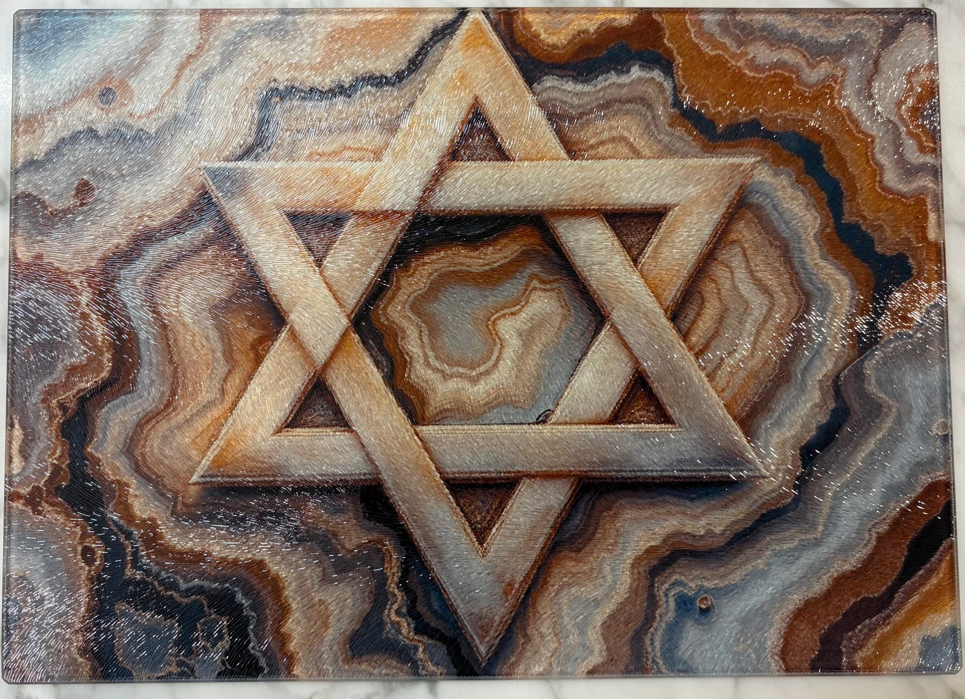 Agate Jewish Star of David Cutting Board