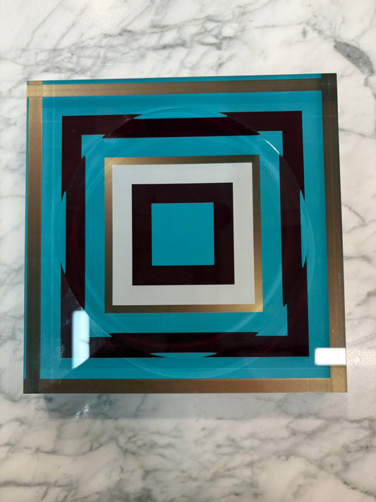 Candy Dish - Gold And Blue Square