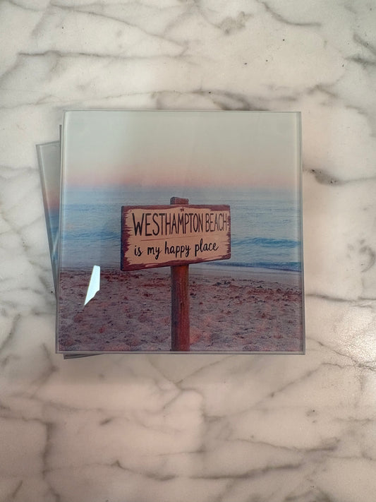 “Westhampton Beach is my Happy Place” Coaster (Exclusive to Code Blue)-each