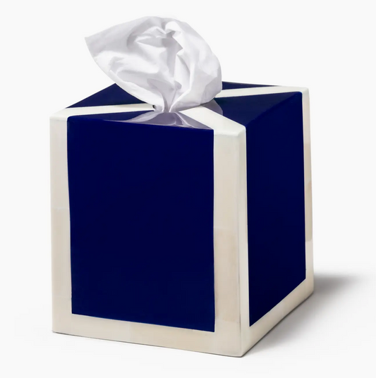 Ink Blue & Bone Tissue Box