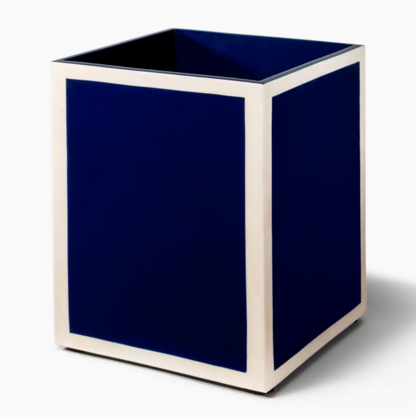 Ladorada Ink Blue Natural Bone and Wood Wastebasket - Thumbnail 3