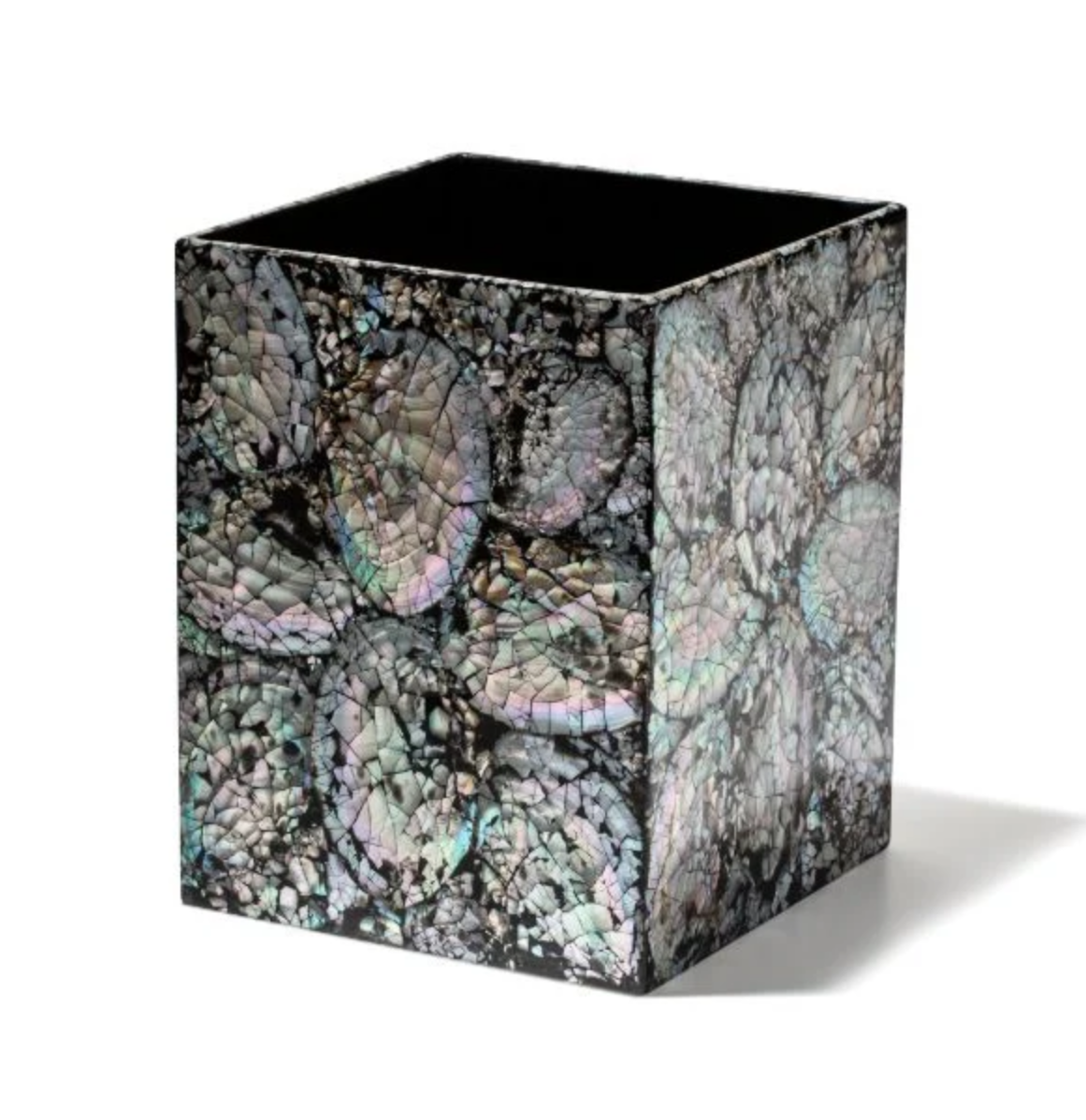 Black Mother of Pearl Wastepaper Basket