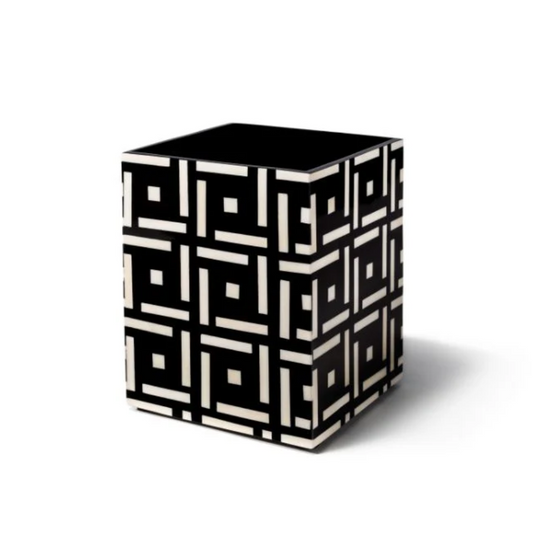 Domino Natural Bone and Wood Wastepaper Basket