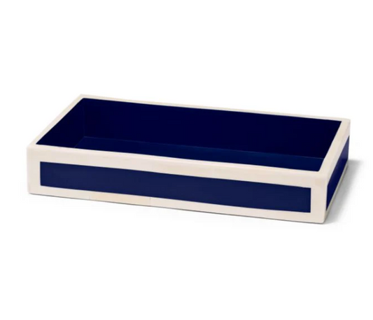 Ink Blue Natural Bone and Wood Vanity Tray