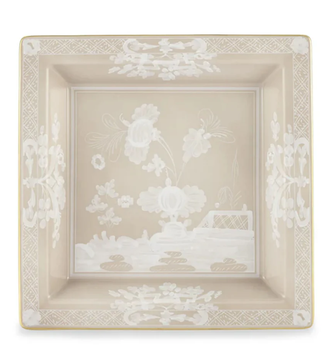 ORIENTE ITALIANO OGGETTI LARGE SQUARED CHANGE TRAY IN MERINGA