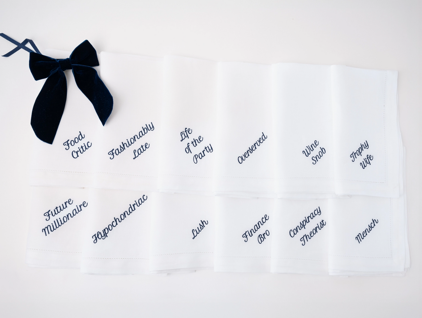 Funny Sayings Linen Napkin Set –Embroidered (Set of 12)