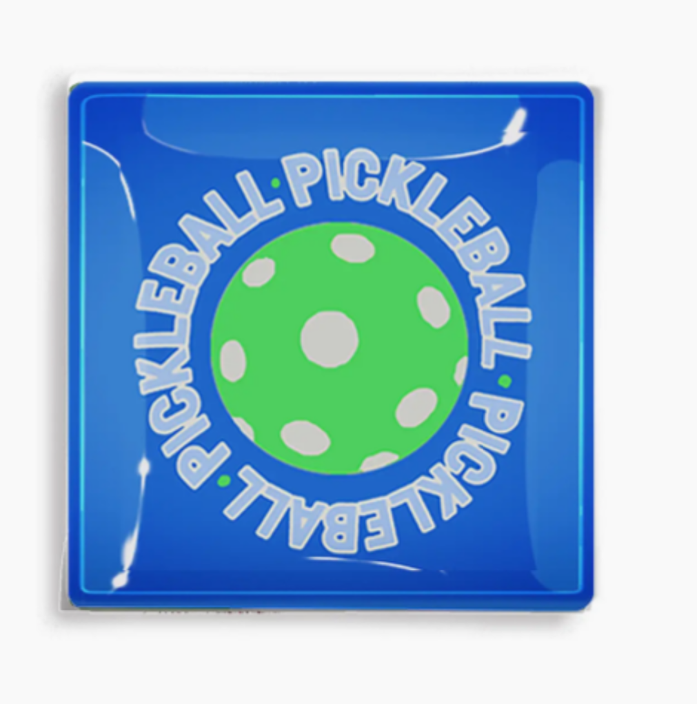 Pickleball Royal Blue Decoupage Glass Tray