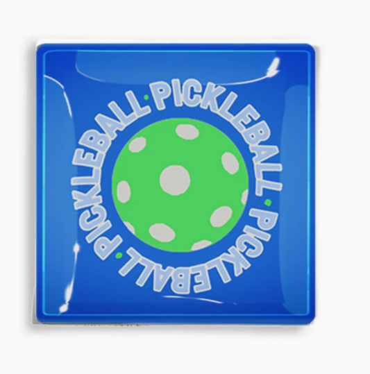 Pickleball Royal Blue Decoupage Glass Tray