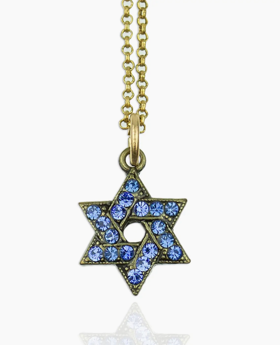 Royal Blue, Tiny Crystal Star of David Necklace