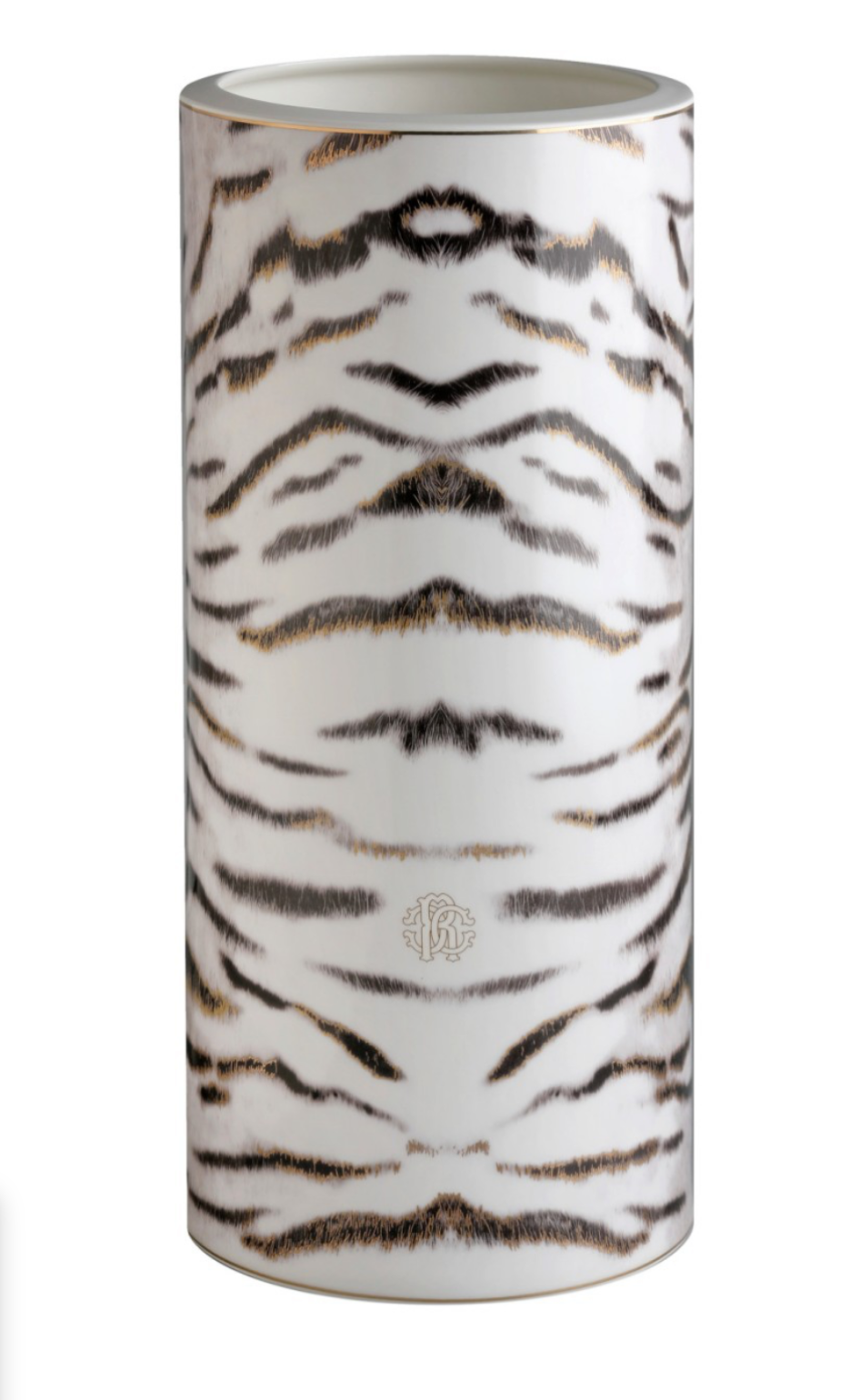 Roberto Cavalli High Vase Tiger diam 6.3”D x 14” H