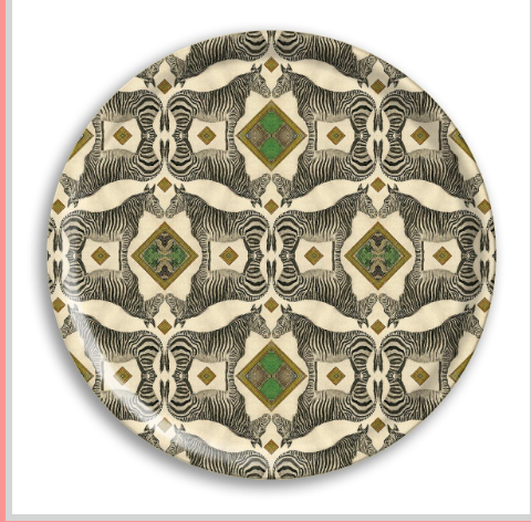 Zebra Round Birch Wood Tray 18" Diameter